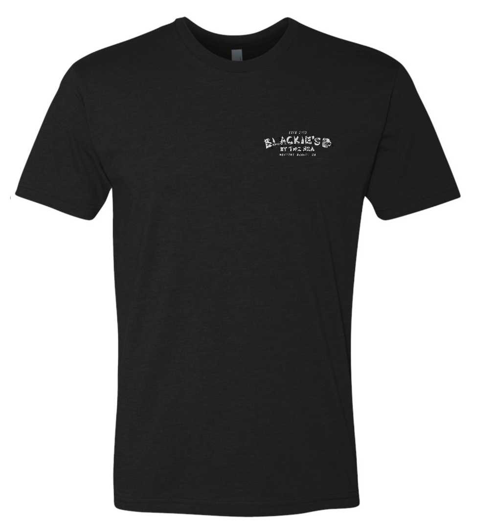 Black Surfboard Tee Gold Logo – Blackie's By The Sea