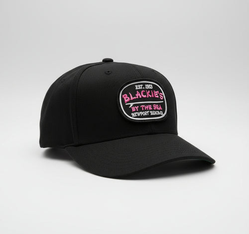 Black Snapback Surfboard Pink Patch