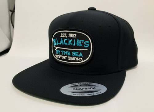 Black Snapback Surfboard Turquoise Patch