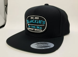 Black Snapback Surfboard Turquoise Patch