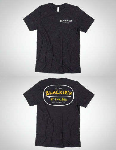 Grey Surfboard Tee Gold Logo