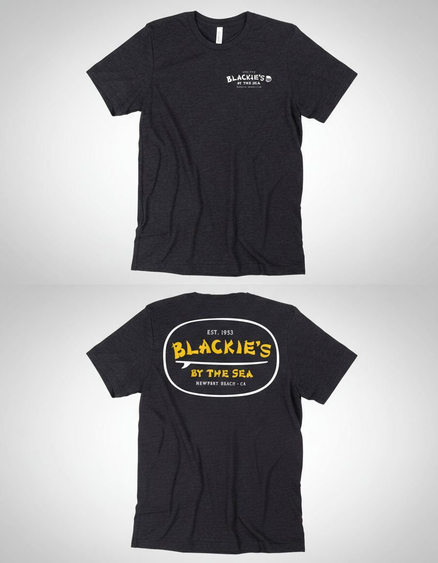 Grey Surfboard Tee Gold Logo