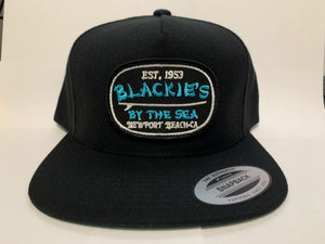 Black Snapback Surfboard Turquoise Patch